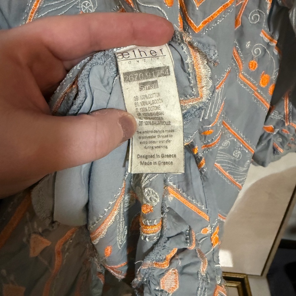 NWT 100% Greek Linen Embroidered Ruffle Mini Dress with Pockets - Aether Concept - Picture 6 of 7